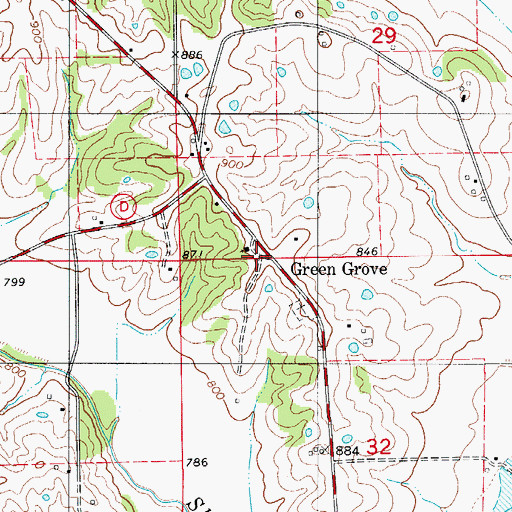 Topographic Map of Green Grove, MO