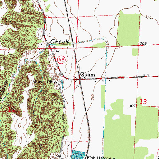 Topographic Map of Guam, MO