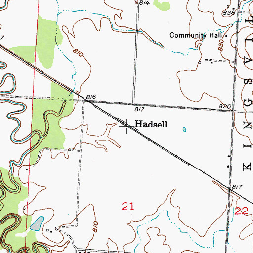 Topographic Map of Hadsell, MO