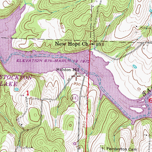 Topographic Map of Hulston Mill, MO
