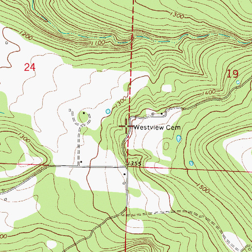 Topographic Map of Westview Cemetery, AR