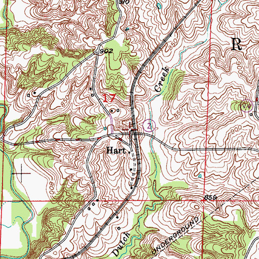 Topographic Map of Hart, MO