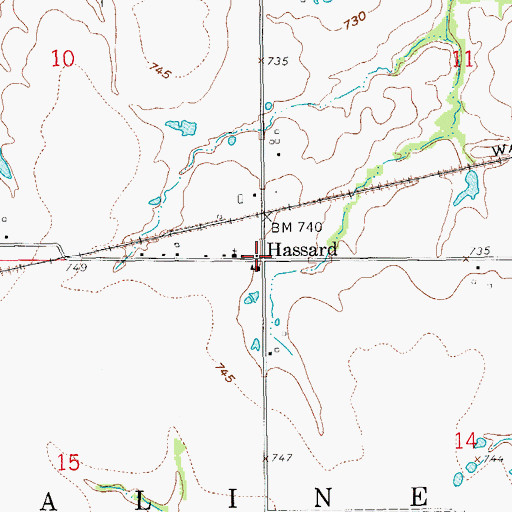Topographic Map of Hassard, MO