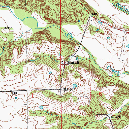 Topographic Map of Hatch, MO