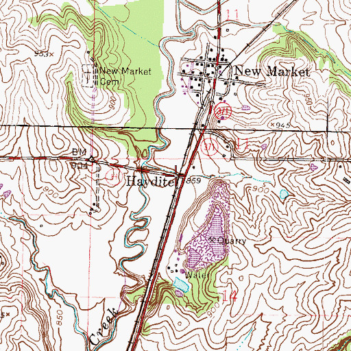 Topographic Map of Haydite, MO