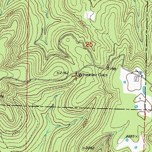 Topographic Map of Wheeler Gap, AR