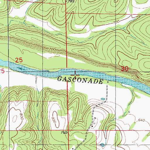 Topographic Map of Henderson Ford (historical), MO