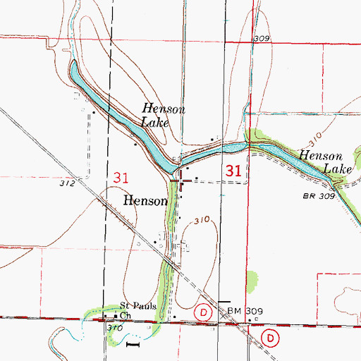 Topographic Map of Henson, MO