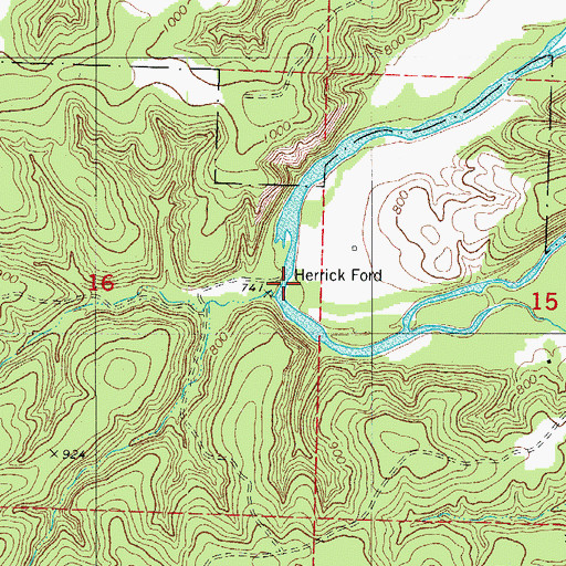 Topographic Map of Herrick Ford, MO