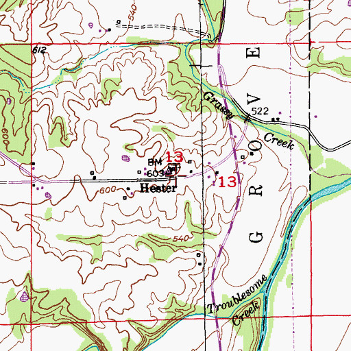 Topographic Map of Hester, MO