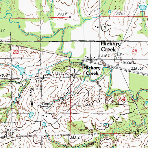 Topographic Map of Hickory Creek, MO
