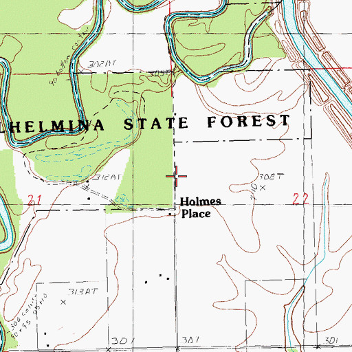 Topographic Map of Holmes Place, MO