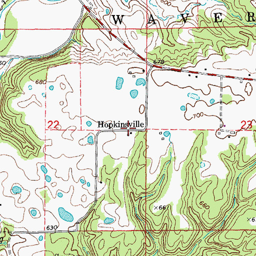 Topographic Map of Hopkinsville, MO