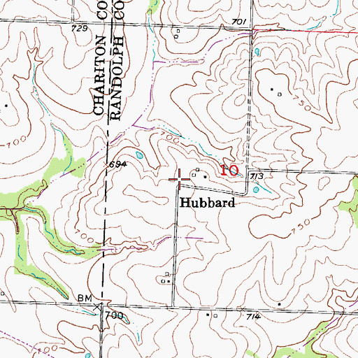 Topographic Map of Hubbard, MO