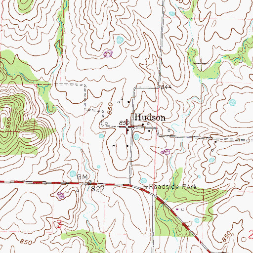 Topographic Map of Hudson, MO