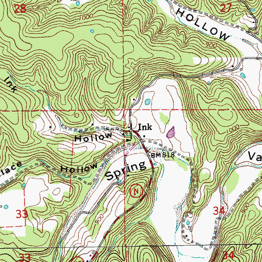 Topographic Map of Ink, MO