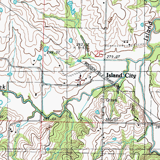 Topographic Map of Island City, MO