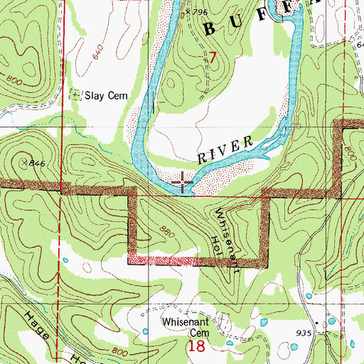 Topographic Map of Whisenant Hollow, AR