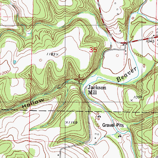 Topographic Map of Jackson Mill, MO