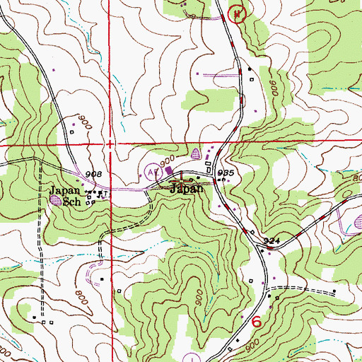 Topographic Map of Japan, MO