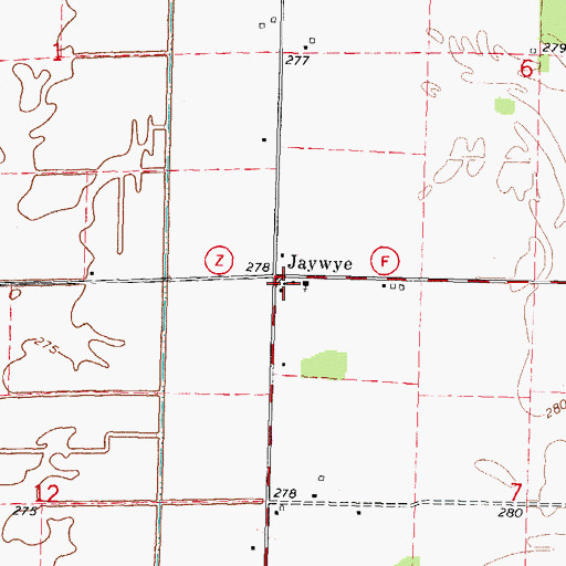 Topographic Map of Jaywye, MO