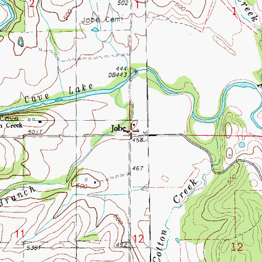 Topographic Map of Jobe, MO