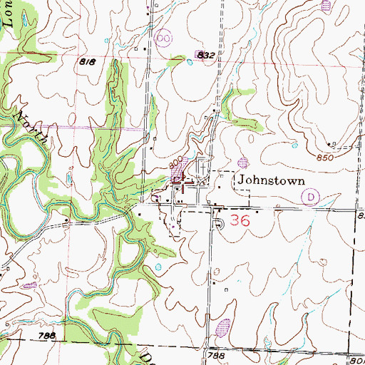 Topographic Map of Johnstown, MO