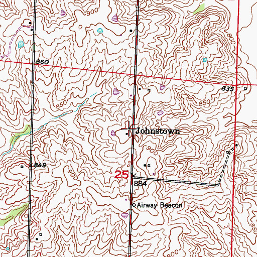 Topographic Map of Johnstown, MO