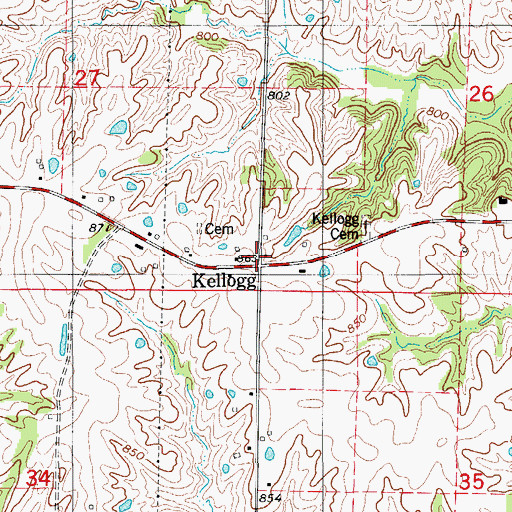Topographic Map of Kellogg, MO