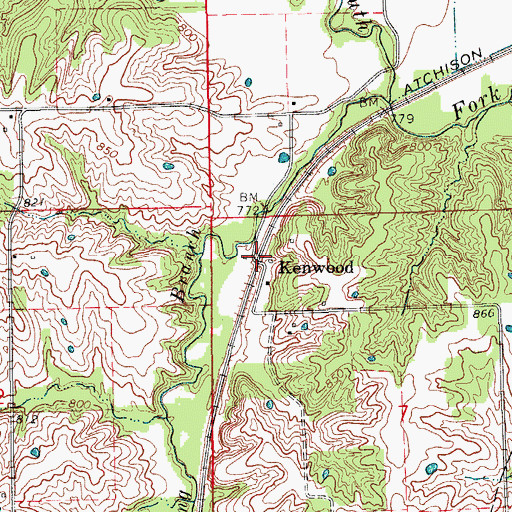 Topographic Map of Kenwood, MO