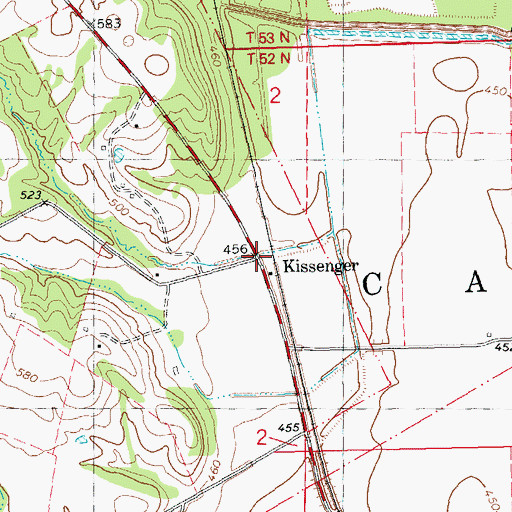 Topographic Map of Kissenger, MO