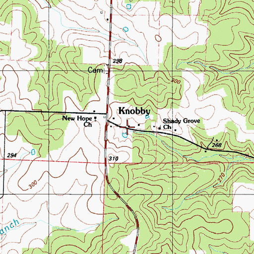 Topographic Map of Knobby, MO
