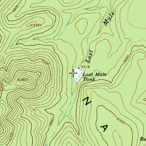 Topographic Map of Lost Mule Tank, AZ