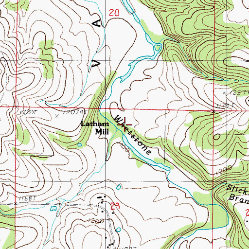 Topographic Map of Latham Mill, MO