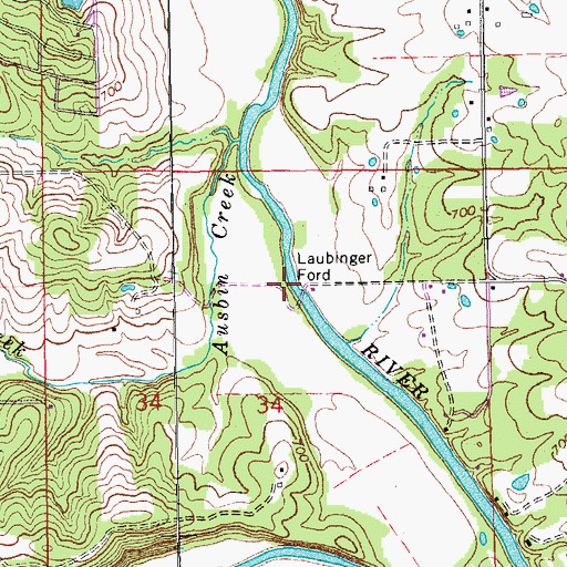 Topographic Map of Laubinger Ford, MO