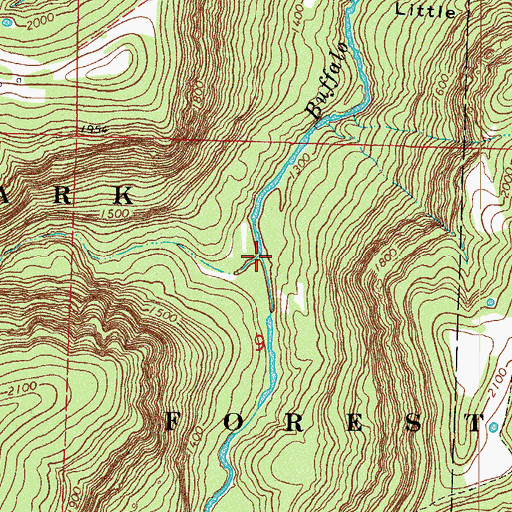 Topographic Map of Whitaker Creek, AR