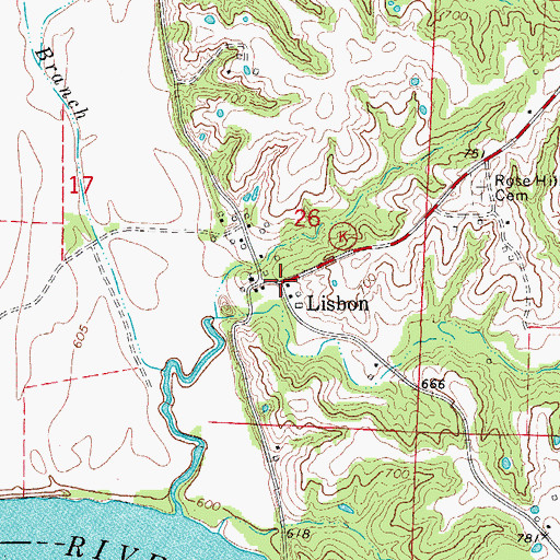 Topographic Map of Lisbon, MO