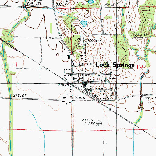 Topographic Map of Lock Springs, MO