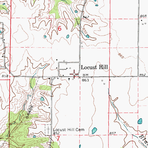 Topographic Map of Locust Hill, MO