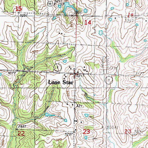 Topographic Map of Lone Star, MO