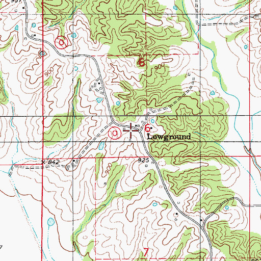 Topographic Map of Lowground, MO