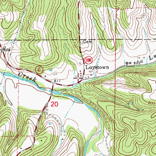 Topographic Map of Luystown, MO