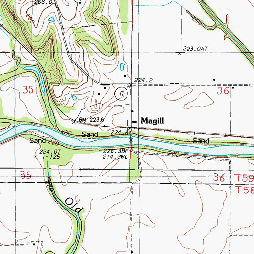 Topographic Map of Magill, MO