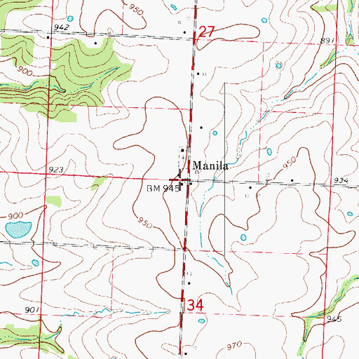 Topographic Map of Manila, MO