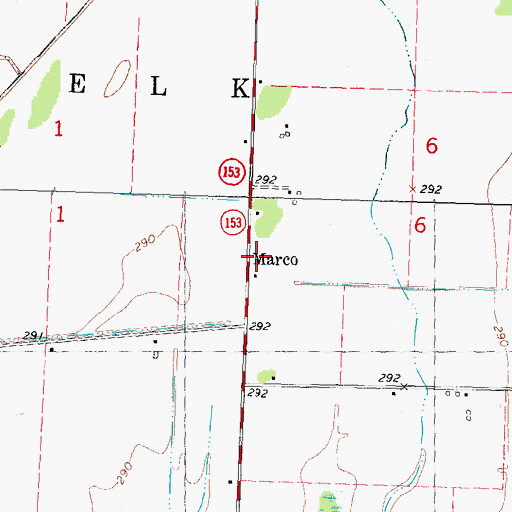 Topographic Map of Marco, MO