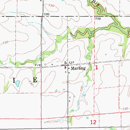 Topographic Map of Marling, MO