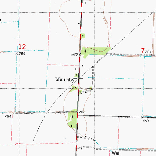 Topographic Map of Maulsby, MO