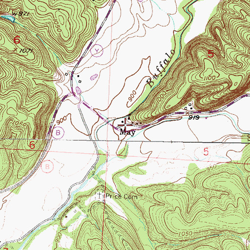 Topographic Map of May, MO