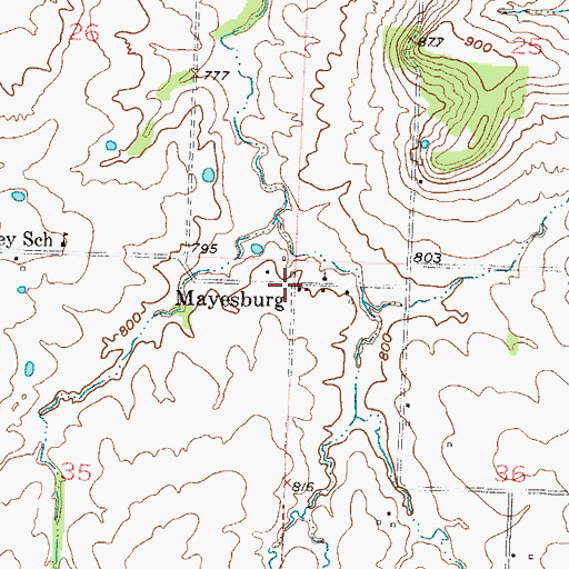 Topographic Map of Mayesburg, MO