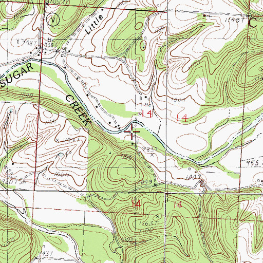 Topographic Map of McCullough Ford, MO